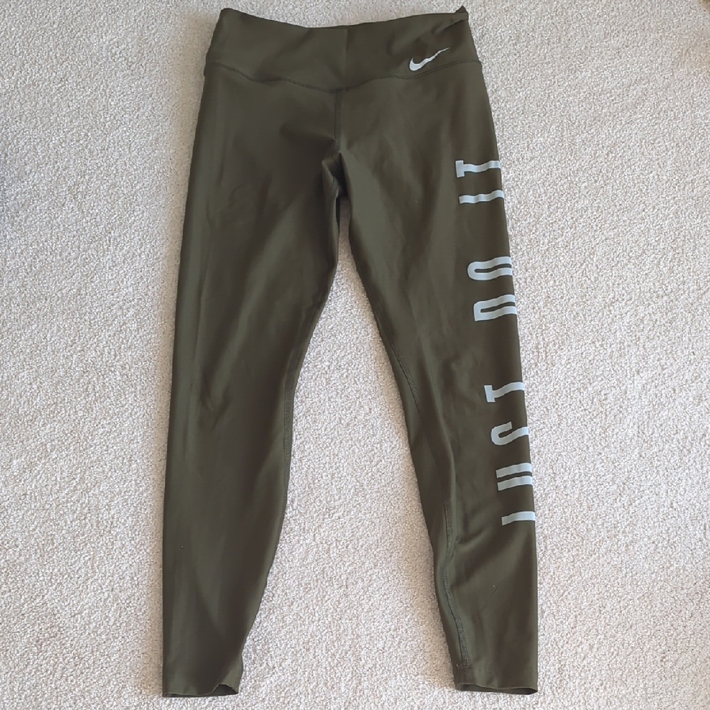 3 For $30. Nike Olive Green Leggings with Slogan